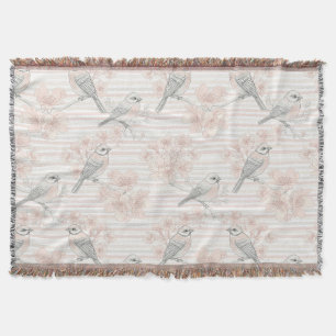 Cobertor Floral de Pássaro Vintage em Listra Toile (7)