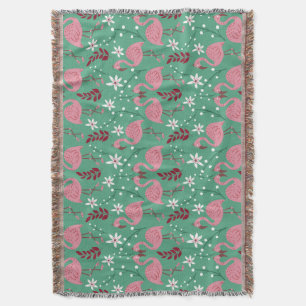 Cobertor Floral flamingo sem costura, padrão rosa verde