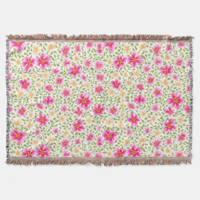 Cobertor Floral Padrão Impatiens Flores (Frente)