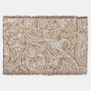 Cobertor Floral Paisley De Vintagem Branca E Castanha