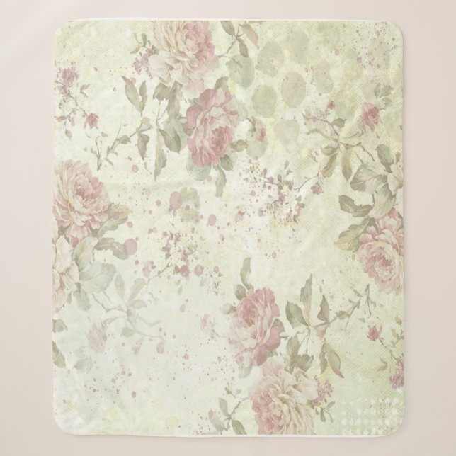 Cobertor Floral Rosa Chic Despojado Sherpa (Frente)