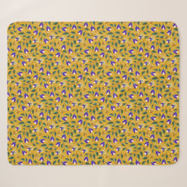 Cobertor Floral Sherpa em Amarelo e Roxo
