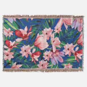 Cobertor Floral tropical do coral vermelho de azuis