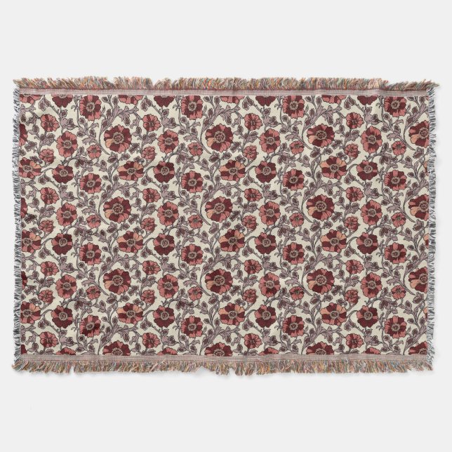 Cobertor Floral Vermelho e Rosa (Frente)