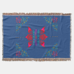 Cobertor floral whimsy folk art coloridas flores desidratad