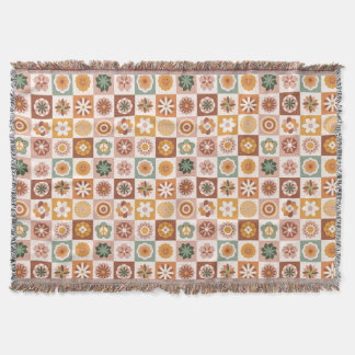 Cobertor Floral Xadrez Groovy Retro