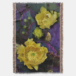 Cobertor Flores Amarelas Púrpuras De Opuntia Perea Cactus