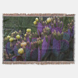 Cobertor Flores Amarelas Púrpuras De Opuntia Perea Cactus