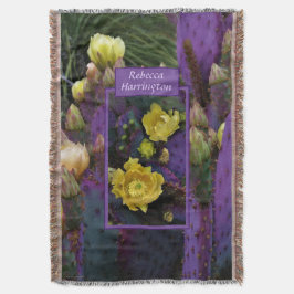 Cobertor Flores Amarelas Púrpuras De Opuntia Perea Cactus