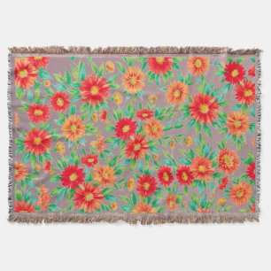 Cobertor "Flores ao Sol" - Tapete Floral Laranja e Vermelho