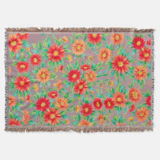 Cobertor "Flores ao Sol" - Tapete Floral Laranja e Vermelho