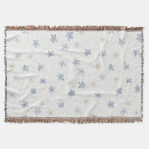 Cobertor Flores Azuis Elegantes Creme