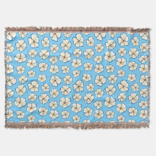 Cobertor Flores Brancas em um Fundo Azul