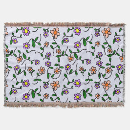 Cobertor Flores Coloridas, Padrão Floral, Verde, Boho