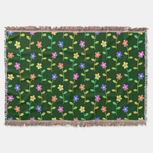 Cobertor Flores Coloridas, Padrão Floral, Verdura, Boho