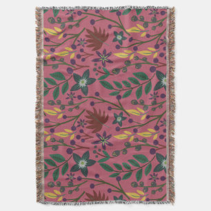 Cobertor Flores cor-de-rosa com padrão uniforme floral folh