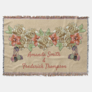 Cobertor Flores de couro em Suede