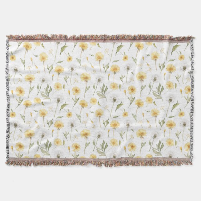 Cobertor Flores de Dente-de-Leão Amarelas Brancas (Frente)