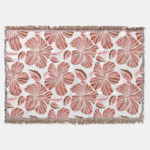 Cobertor Flores de hibisco havaianas: estilo tropical marro