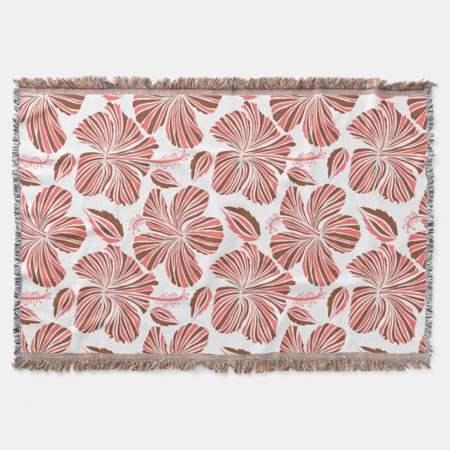 Cobertor Flores de hibisco havaianas: estilo tropical marro (Frente)