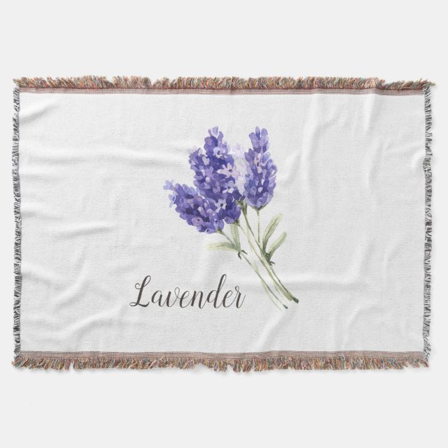 Cobertor Flores de Lavanda Aquarela (Frente)