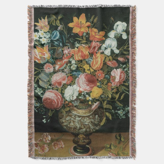Cobertor Flores de Natureza-Morta Barroca Antiga em um Vaso (Frente Vertical)