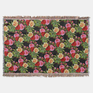 Cobertor Flores de Padrão Floral Rosas Vermelho Cor-de-rosa