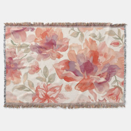 Cobertor Flores de Pastel de Aquarelas Laranja Claro