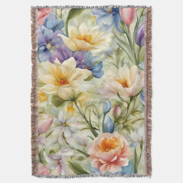 Cobertor Flores de primavera sofisticadas e refinadas. Pint (Frente Vertical)