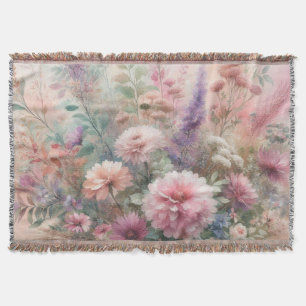 Cobertor Flores de queda em cores pastosas pintura aquosa