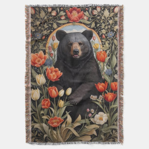 Cobertor Flores de Tulipas Coloridas do Urso Negro