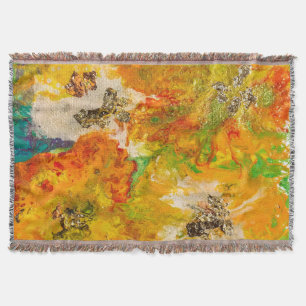 Cobertor Flores de Verão abstrato Laranja Dourado Amarelo