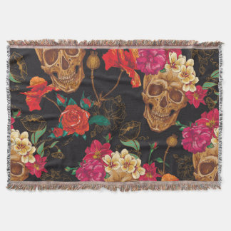 Cobertor Flores Do Crânio: Fundo Escuro Sem Olhos.