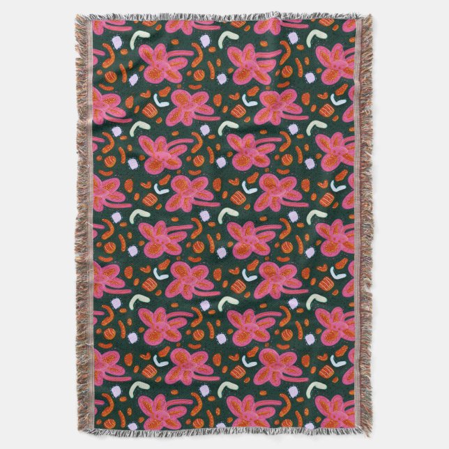 Cobertor Flores doces e padrão de páscoa - escuro (Frente Vertical)