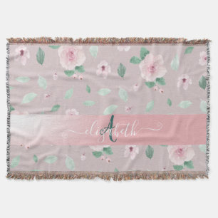 Cobertor Flores Monograma em Aquarela Chic