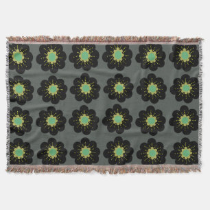 Cobertor Flores Negras Estilo de Boho Lança
