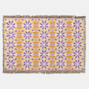 Cobertor Flores Roxo Amarelo Laranja