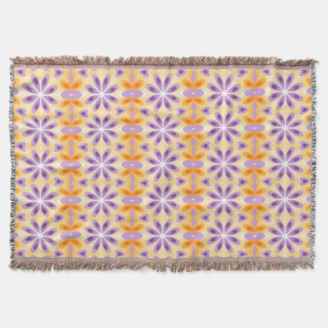 Cobertor Flores Roxo Amarelo Laranja (Frente)