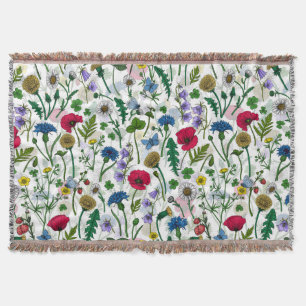 Cobertor Flores silvestres em branco