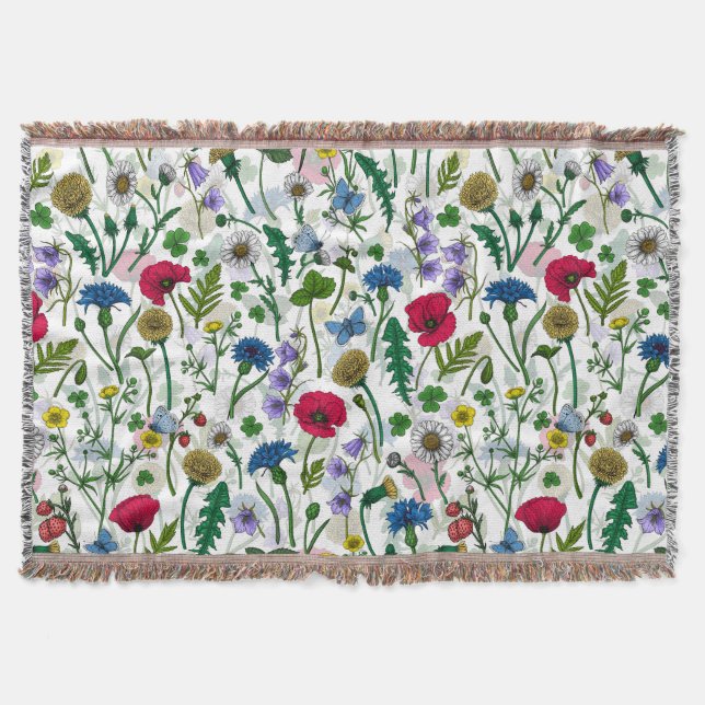 Cobertor Flores silvestres em branco (Frente)