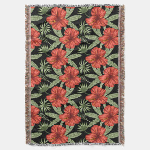 Cobertor Flores tropicais vermelhas Folhas verdes