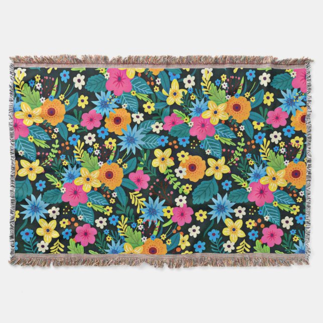 Cobertor Flores Vibrantes Ditsy Design de Padrão Floral-437 (Frente)