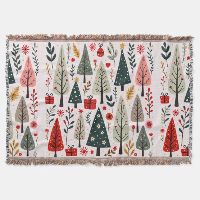 Cobertor Floresta de Árvores de Natal Caprichosas (Frente)