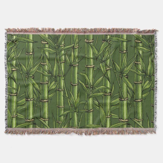 Cobertor Floresta de bambu em verde (Frente)