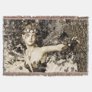 Cobertor Floresta de Fadas da Primavera Foto Vintage Arte F
