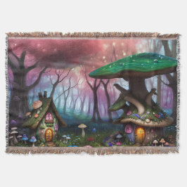 Cobertor Floresta Encantada Dreamscape Mushroom Fantasy Fai