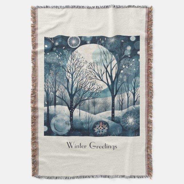 Cobertor Floresta Nórdica Moonliada, personalizável (Frente Vertical)