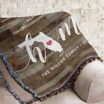 Cobertor Flórida Home State Personalizada Wood Look<br><div class="desc">Mostre algum orgulho do estado de casa com este bonitinho robusto cobertor de madeira moída, apresentando "casa" em letras brancas de escrita de caligrafia, com um mapa da silhueta do estado da Flórida em pé para a letra "O". Um dentro cor-de-rosa para ilustração cardíaca no mapa do estado completa o...</div>