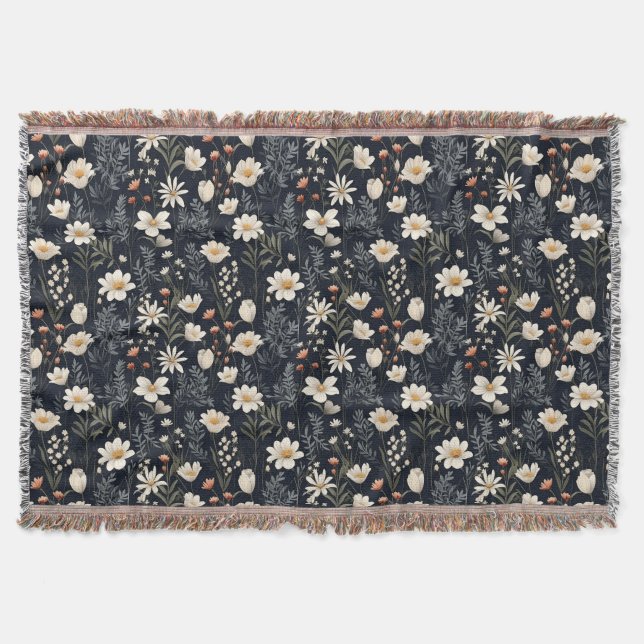 Cobertor Florim preto com bege e laranja (Frente)