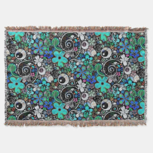 Cobertor FLOWER POWER OCEAN BLUE padrão + sua ideia
